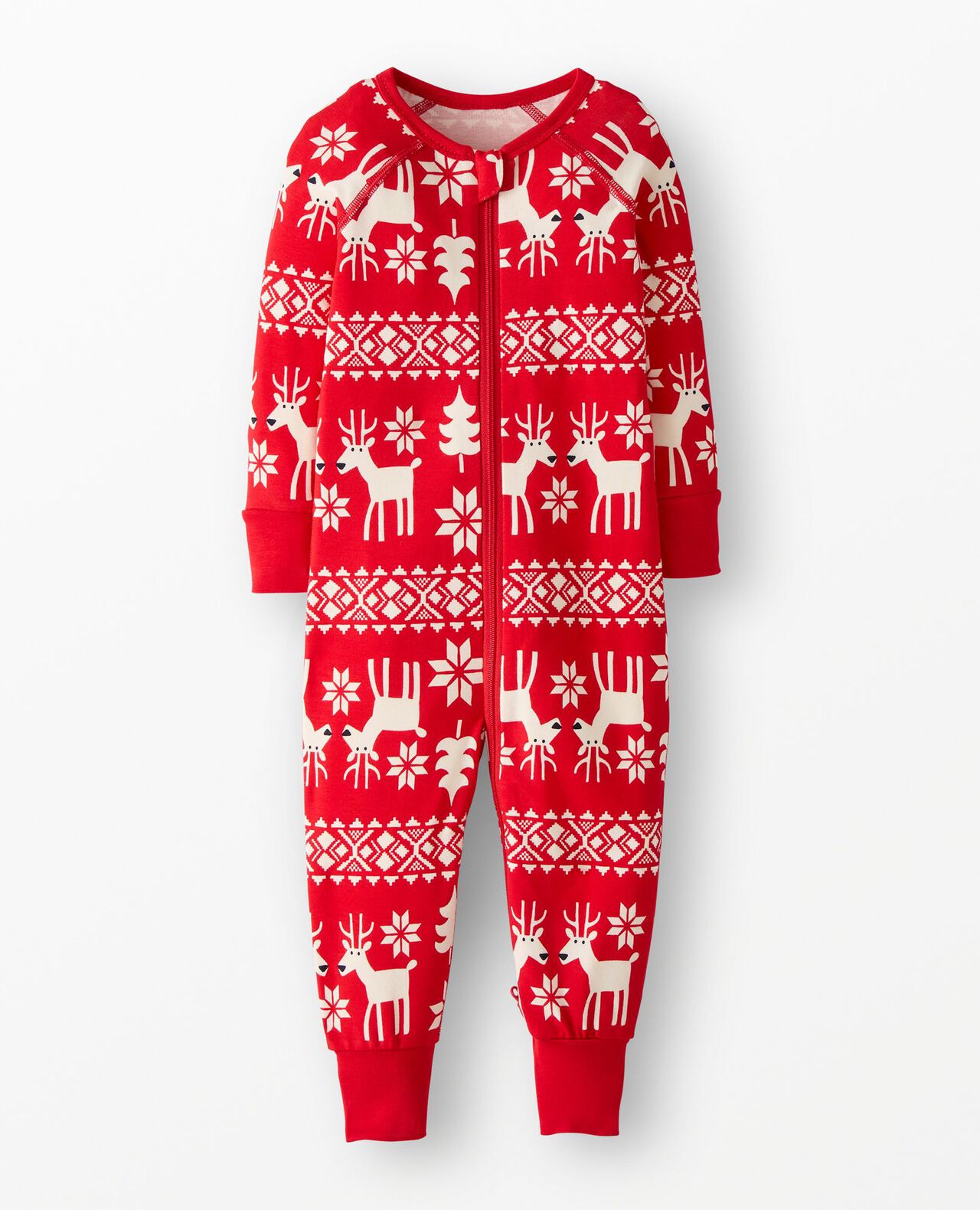 Holiday HannaSoft™ Stretch Sleeper in Dear Deer on Ribbon Red - main
