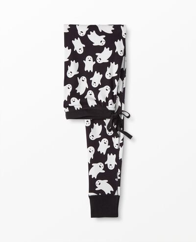 Women's Halloween Long John Pajama Pants in Spooky Smiles on Black - main