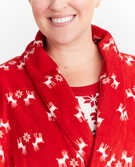 Adult Recycled Microfleece Robe in Little Deer on Hanna Red - main