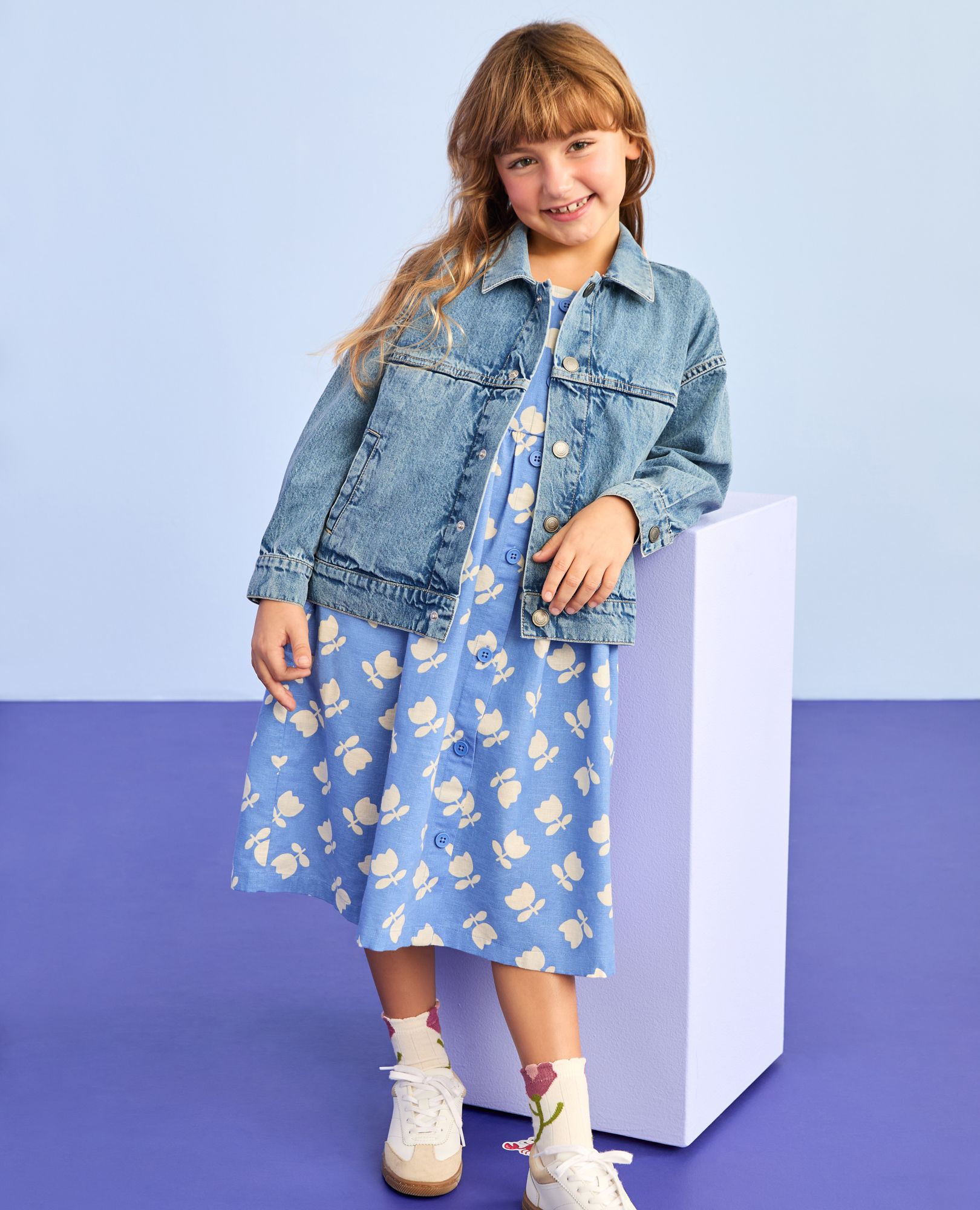 Oversized Denim Jacket in Light-Medium Wash - main