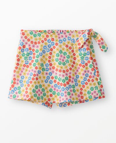 Wrap Skort in Swirly Floral on Ecru - main