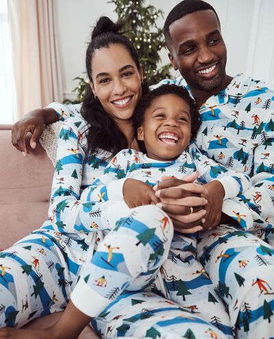 Adult Holiday Flannel Pajama Top in Ski Slope - main