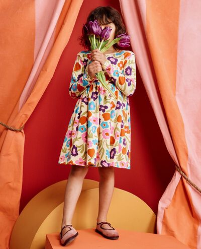 Long Sleeve Skater Dress with Pockets in Fall Floral - main