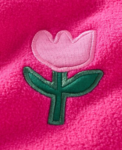Baby Hooded Fleece Jacket in Tulips on Beetroot Pink - main