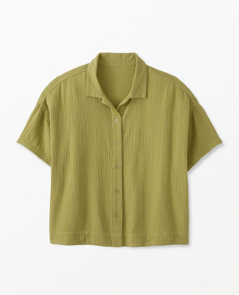 Women's Muslin Pajama Top in Moss Green - main