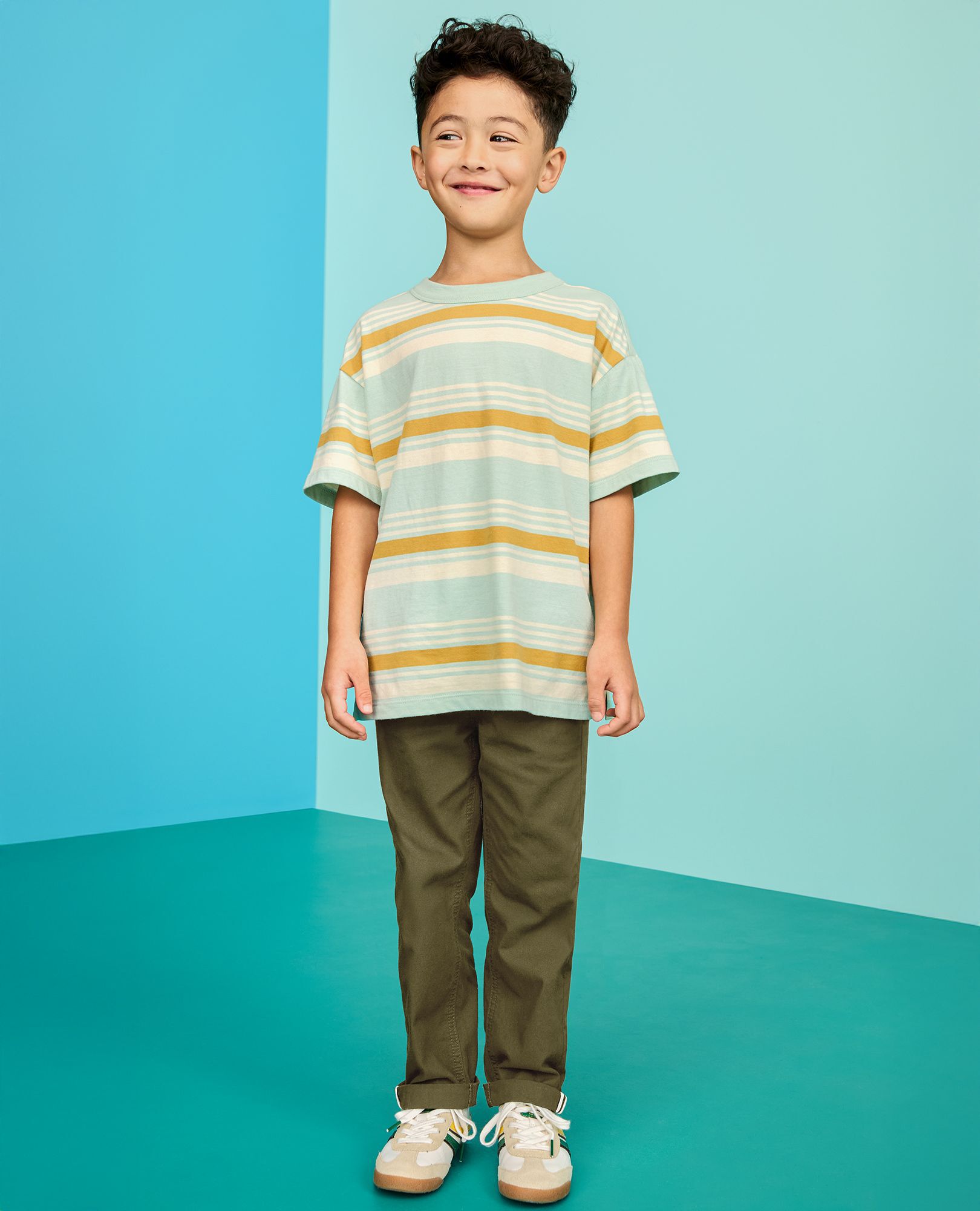 Canvas Pull-On Pants in Green Olive - main