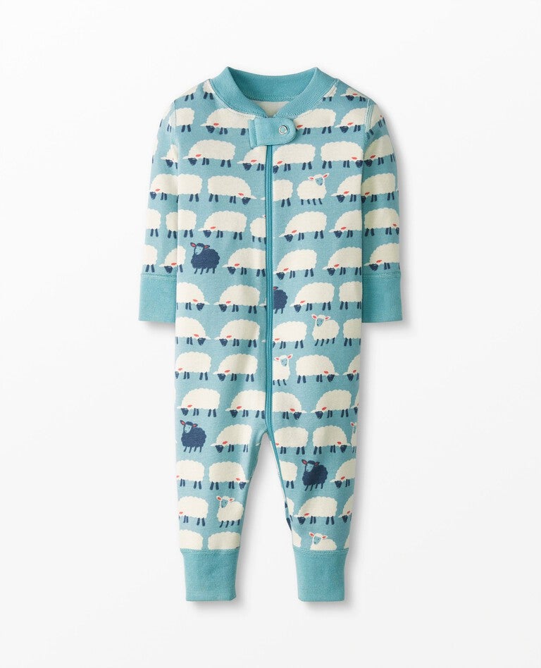 Baby Zip Sleeper in Counting Sheep on Raincloud Blue - main