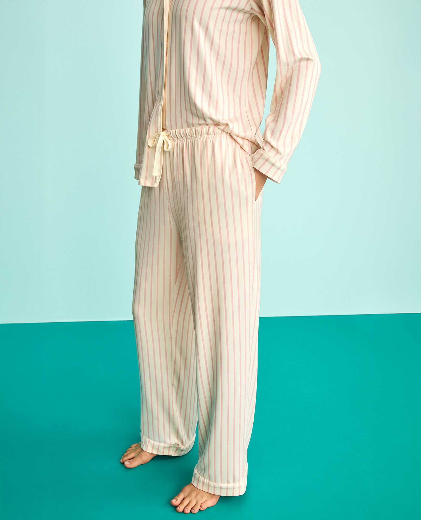 Women's Easter Long Sleeve HannaSoft™ Pajama Set in Powdered Rose/Ecru - main