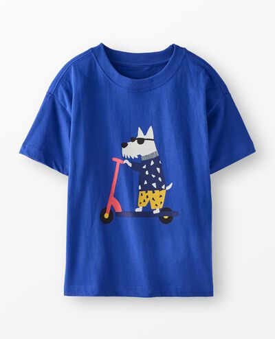 Relaxed Fit Graphic T-Shirt in Scooter Dog on Bakery Blue - main