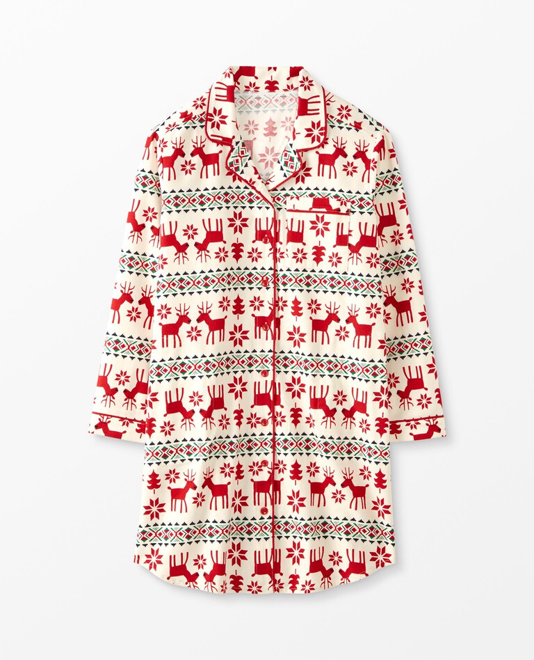 Women's Holiday Flannel Night Shirt in Dear Deer - main
