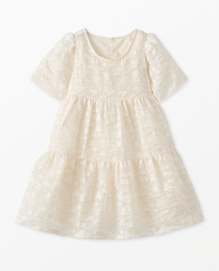 Limited Edition Jacquard Tiered Dress in Ecru - main