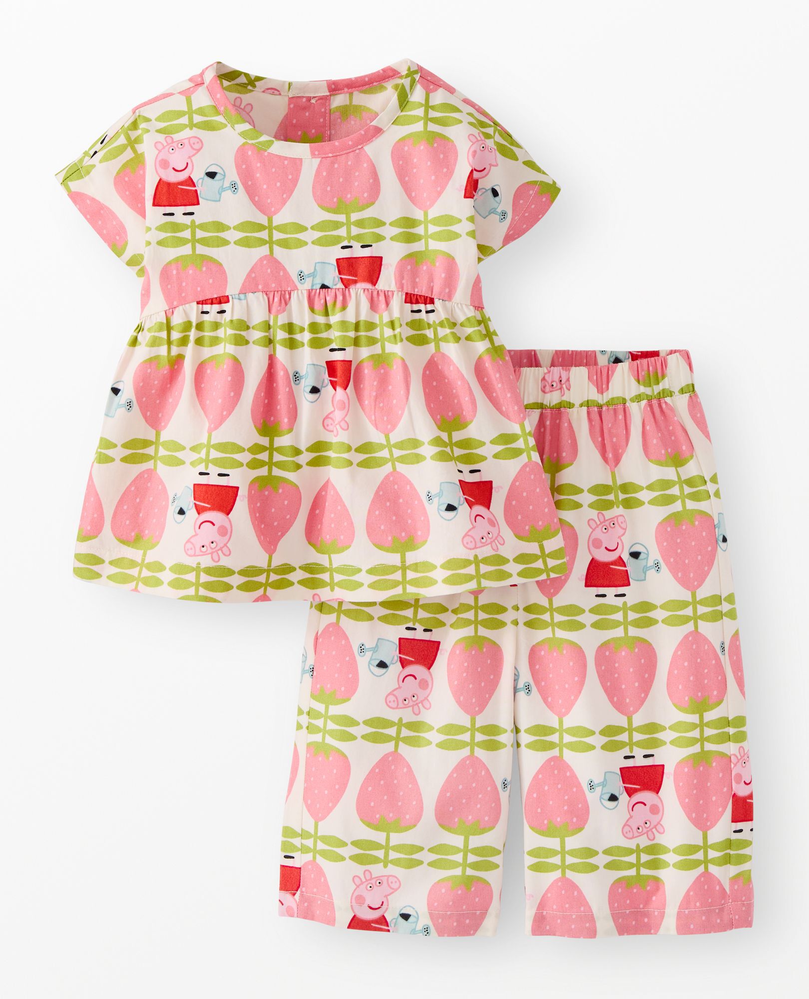 Peppa Pig Poplin Top & Wide Leg Pants Set in Peppa Strawberry Garden - main
