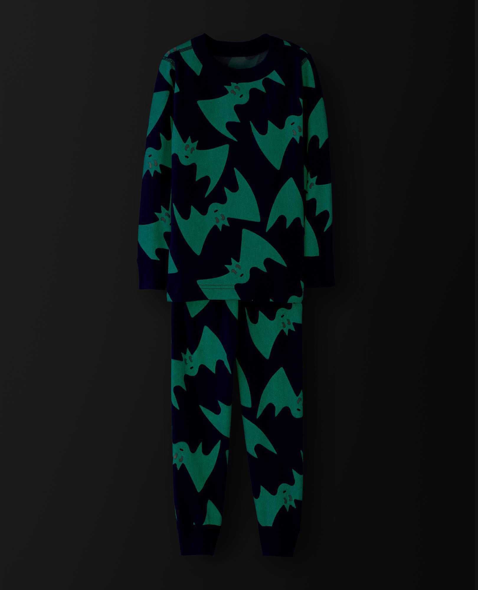 Halloween Glow-in-the-Dark HannaJams™ Pajama Set in Bats on Blue - main