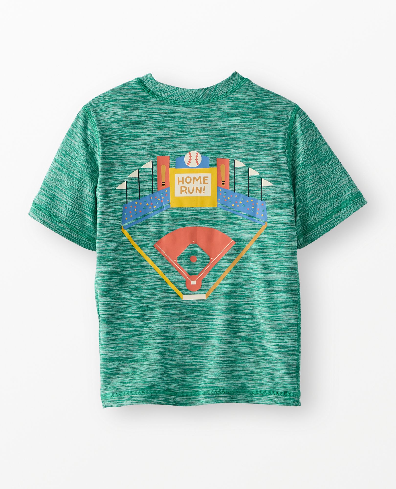 Relaxed Fit Active UV Graphic T-Shirt in Home Run on Green - main