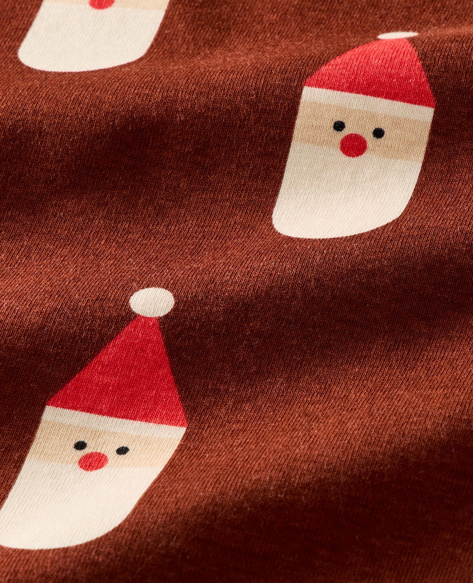 Adult Holiday Long John Pajama Set in Scandi Santa on Cocoa Brown - main