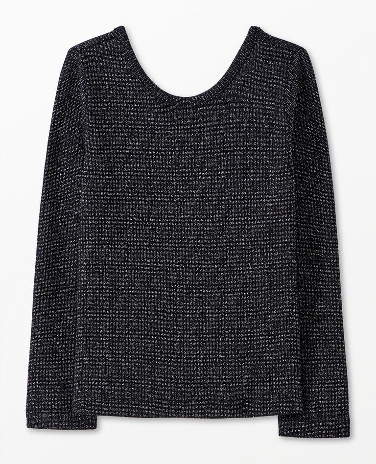Long Sleeve Sparkle Skater Tee in Black - main