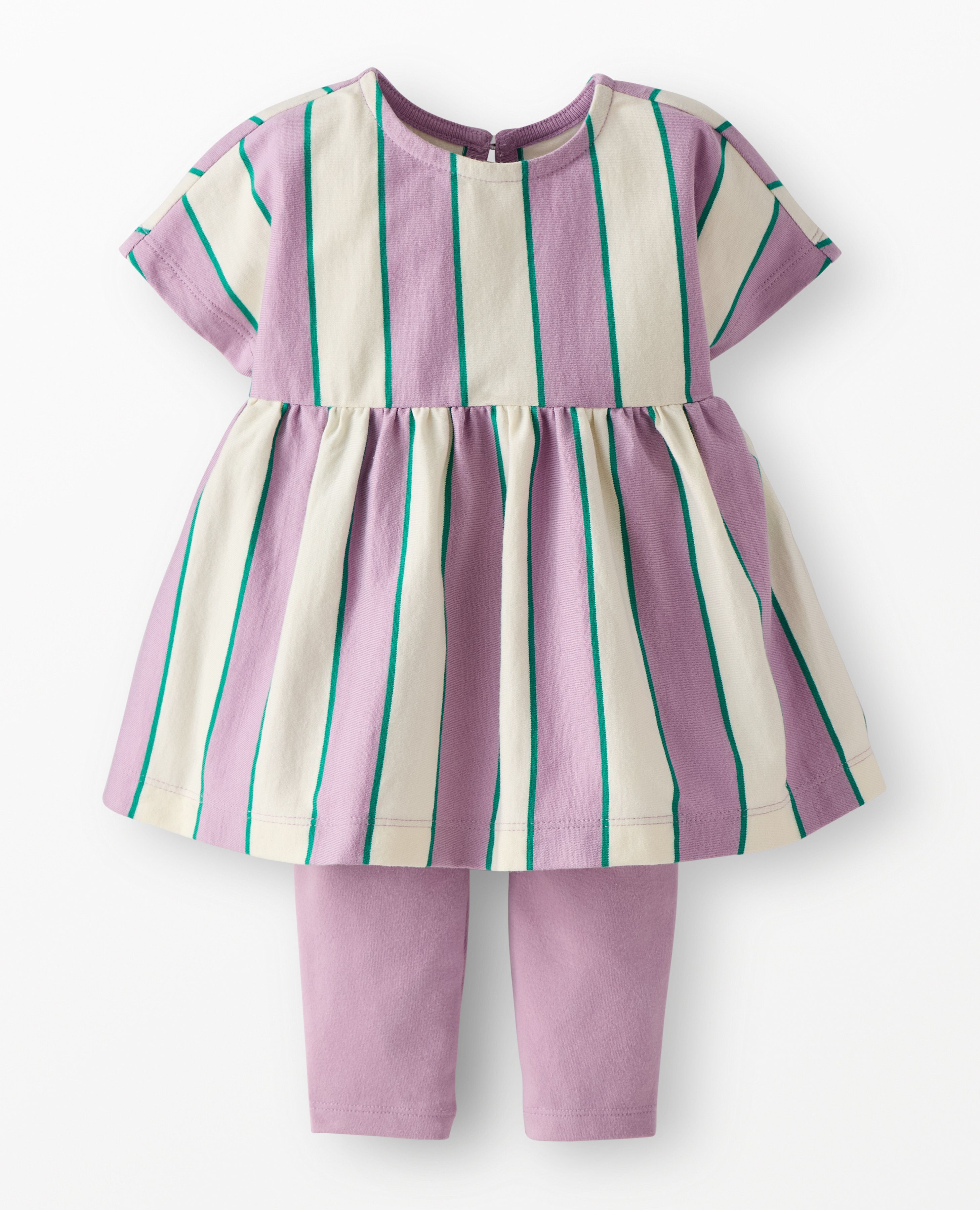 Baby Dolman Sleeve Dress & Leggings Set in Lavender Mist/Ecru - main