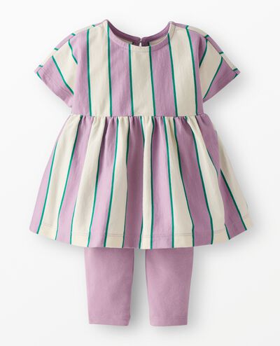 Baby Dolman Sleeve Dress & Leggings Set in Lavender Mist/Ecru - main