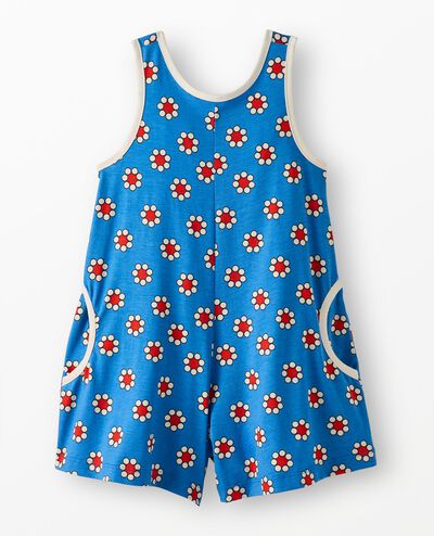Sleeveless Romper in Red Flowers on Swedish Sky - main