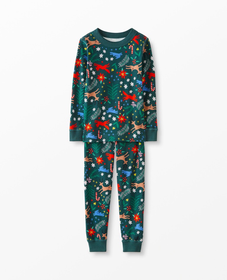 Long John Pajamas In Organic Cotton in Winter Wonderland - main