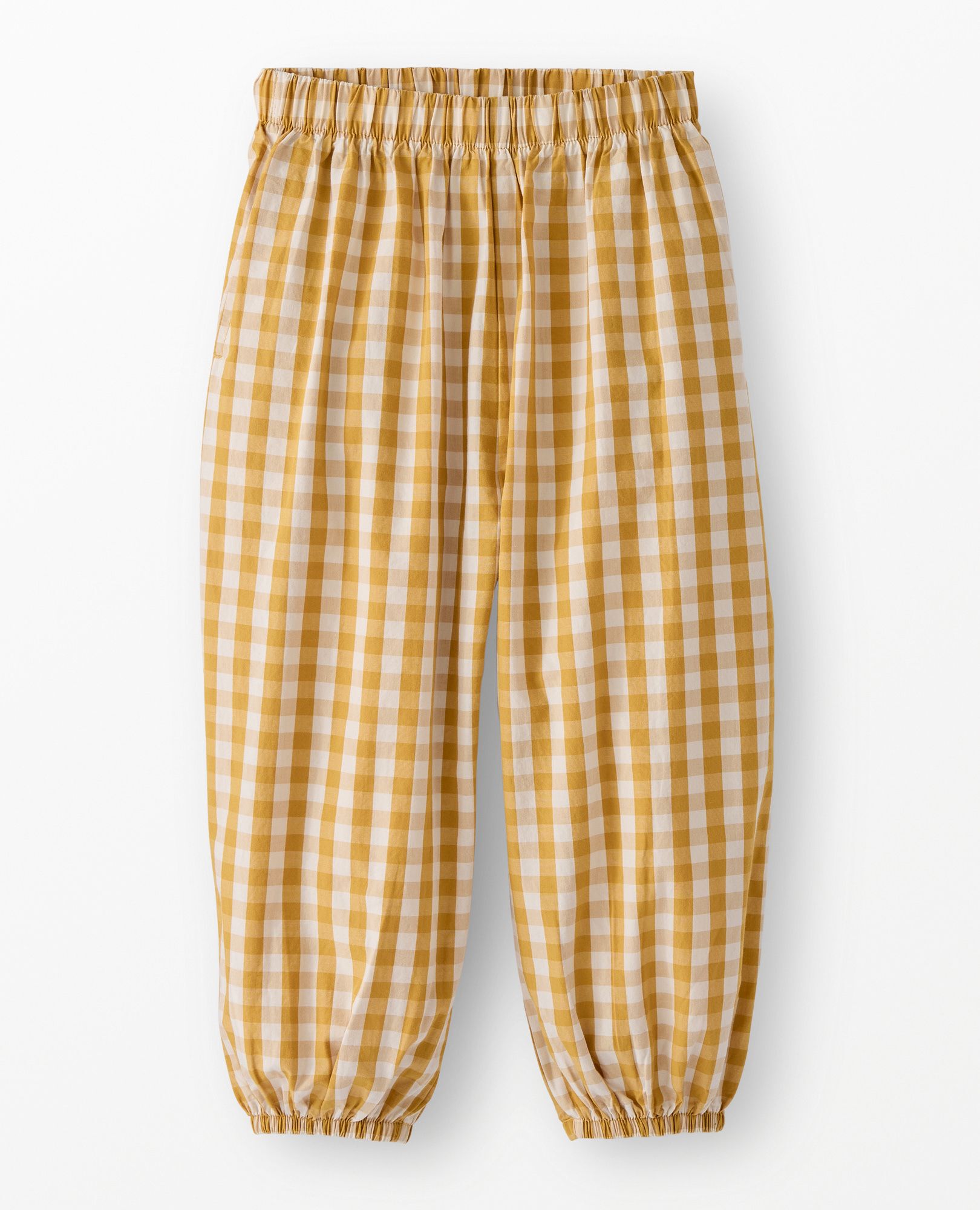 Poplin Parachute Pants in Gold/Ecru Gingham - main