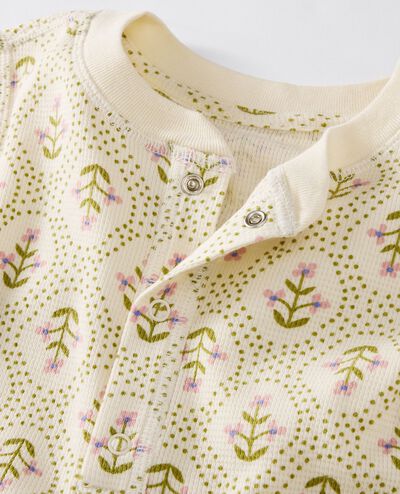 Holiday Waffle Pajama Set in Winter Floral on Ecru - main