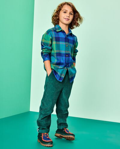 Flannel Button Up Shirt in Blue Winter Plaid - main