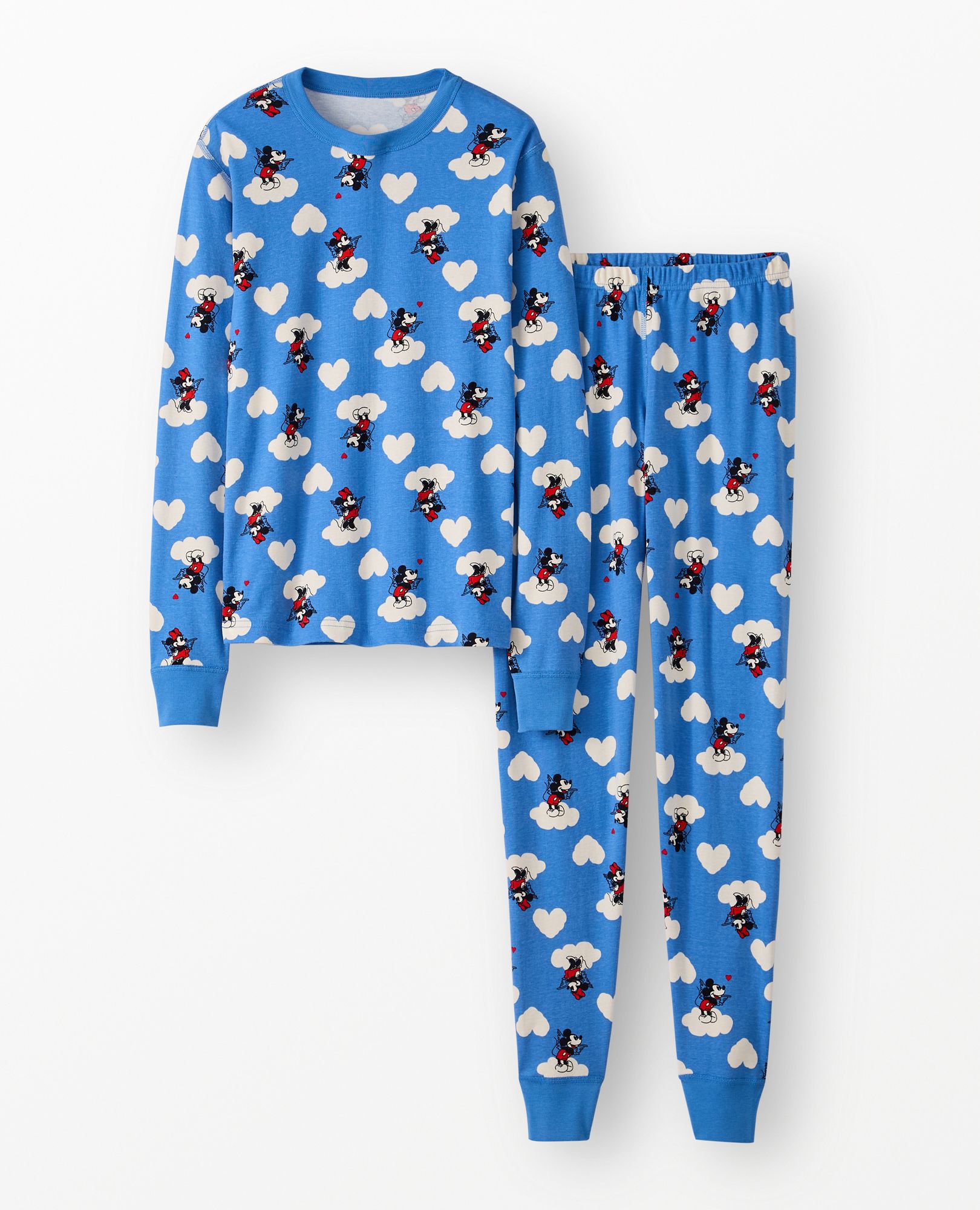 Adult Disney Mickey Mouse Long John Pajama Set in Mickey Minnie Cupid Blue - main