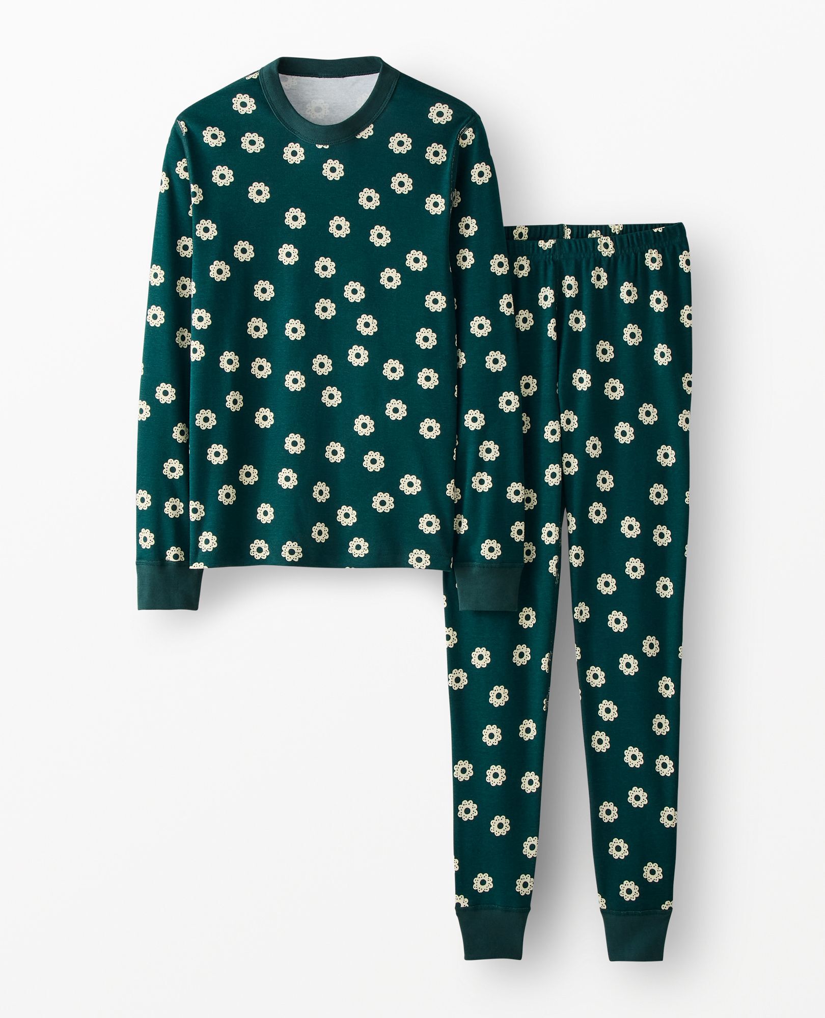 Adult Holiday Long John Pajama Set in Sugar Cookies on Ponderosa Green - main