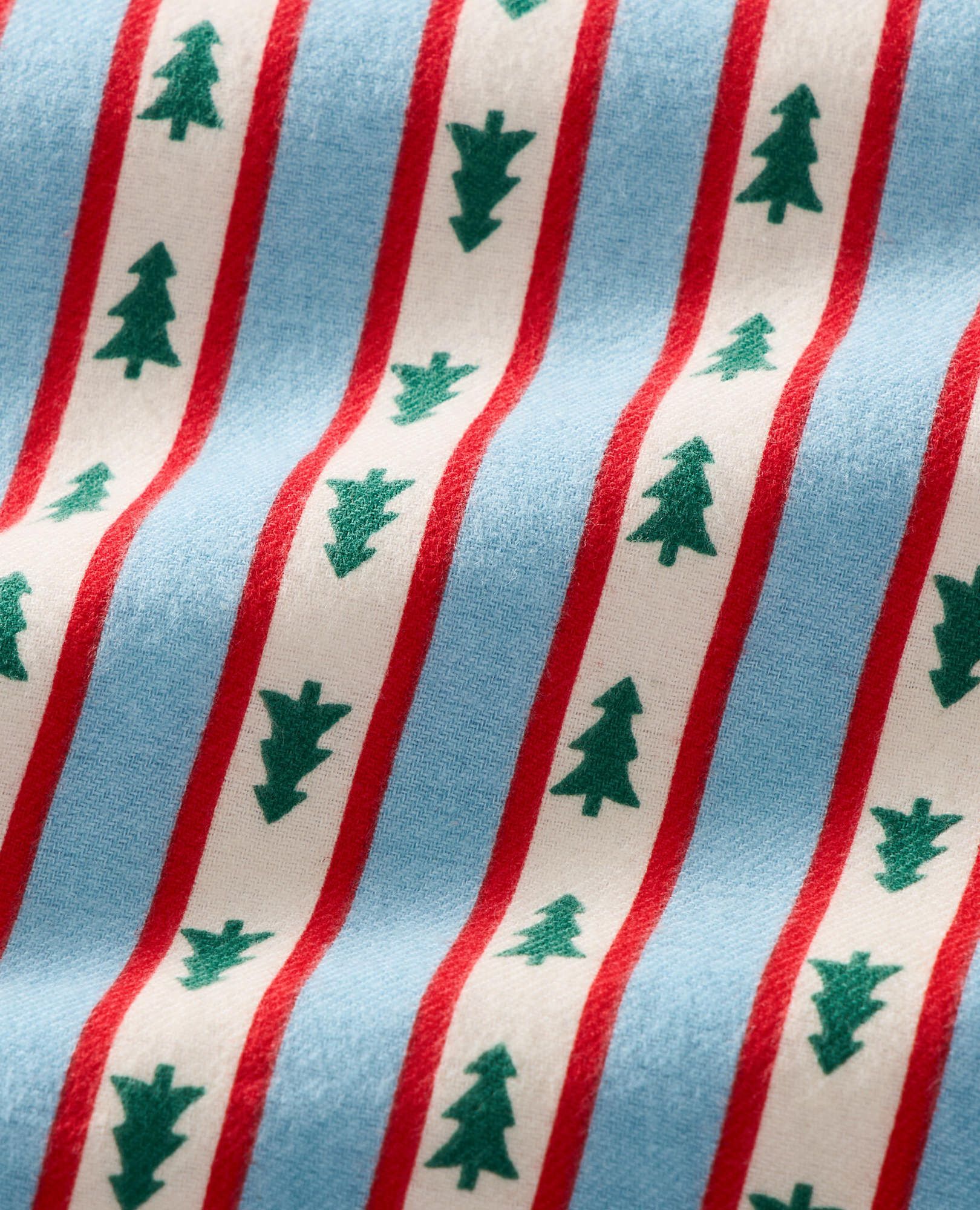 Women's Holiday Flannel Nightshirt in Tree Ribbons on Blue - main