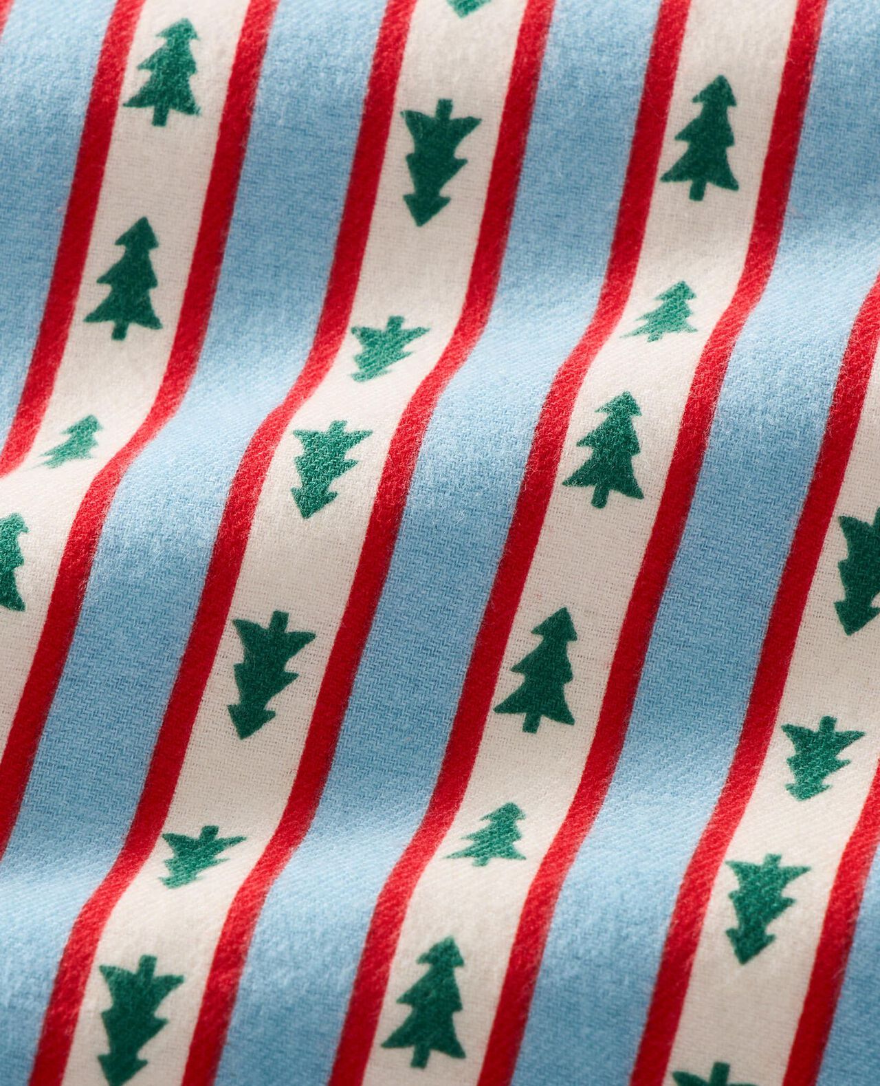 Women's Holiday Flannel Nightshirt in Tree Ribbons on Blue - main