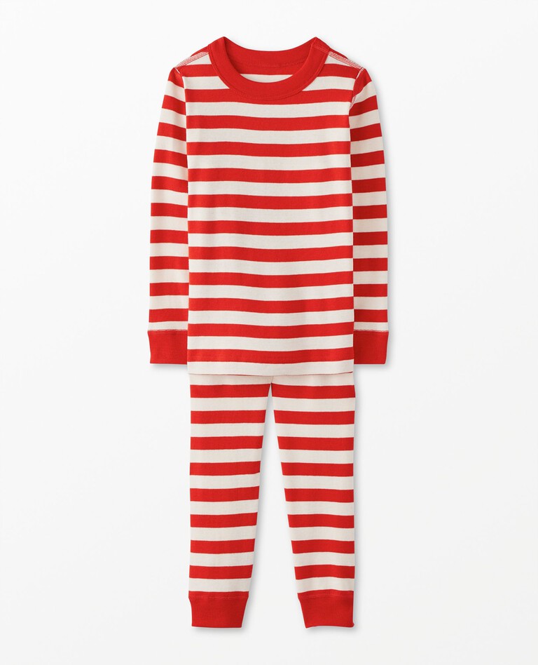 Striped Long John Pajama Set in Poppy - main