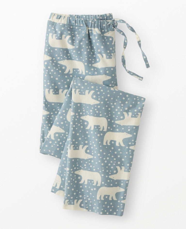 Adult Holiday Flannel Pajama Pants in Snowy Polar Bear on North Air - main