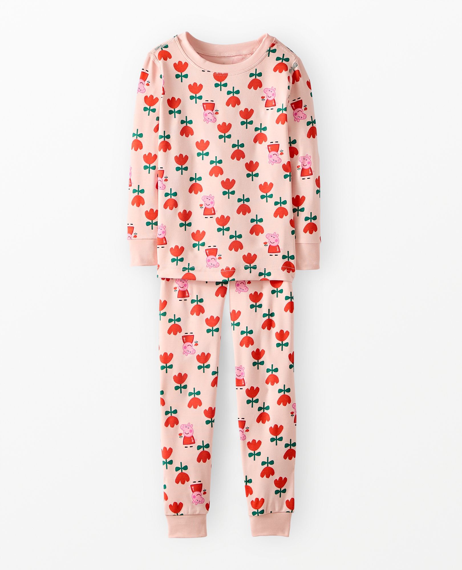 Peppa Pig HannaSoft™ Stretch Pajama Set in Peppa big tulips on Pink - main