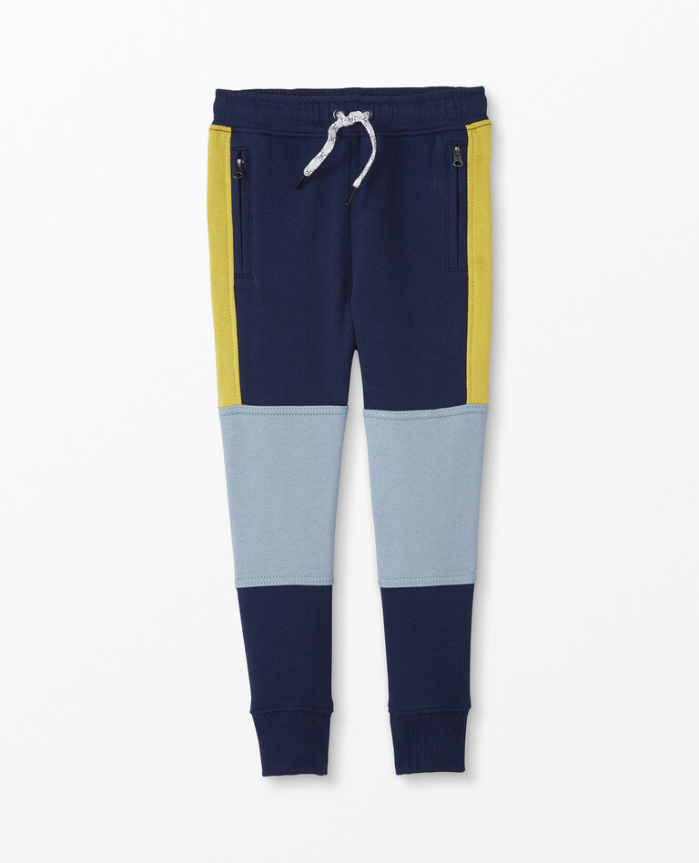 Colorblocked Double Knee Slim Sweatpants In French Terry in Navy Multi - main