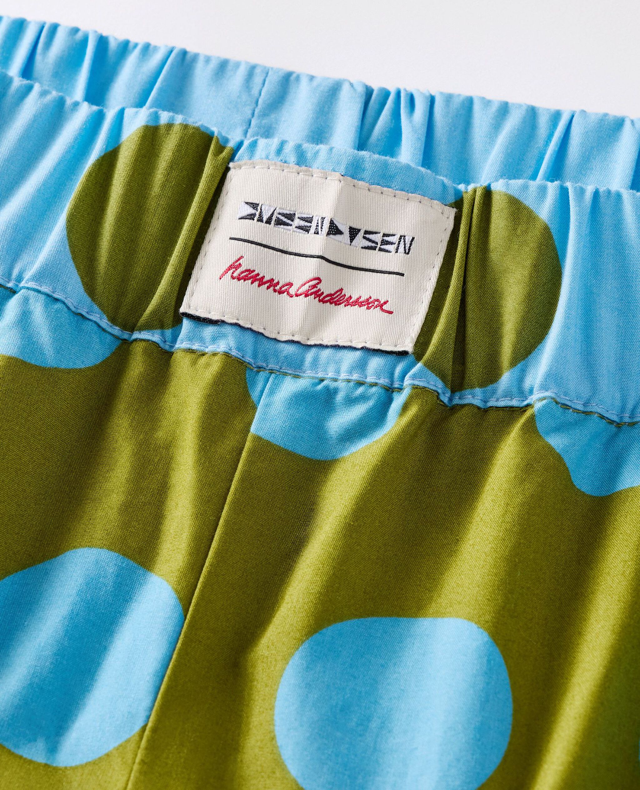 Women's Dusen Dusen Long Sleeve Poplin Pajama Set in Alaskan Blue/Golden Cypress Dots - main