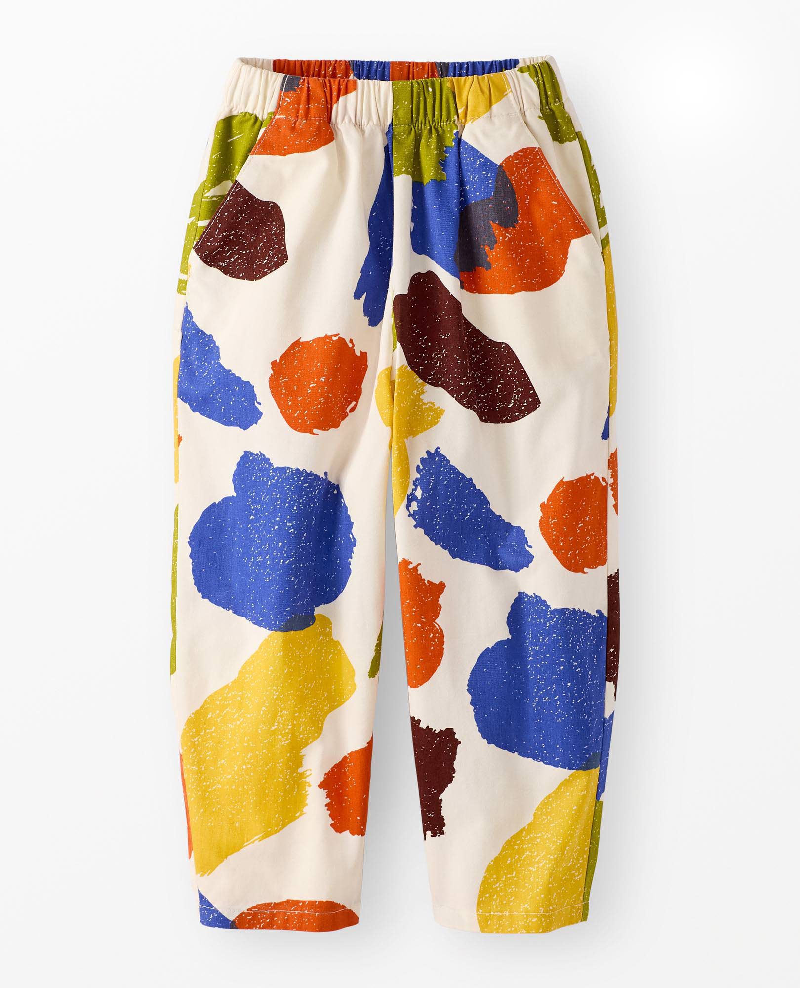 Twill Printed Barrel Pants in Paint Splatter on Ecru - main