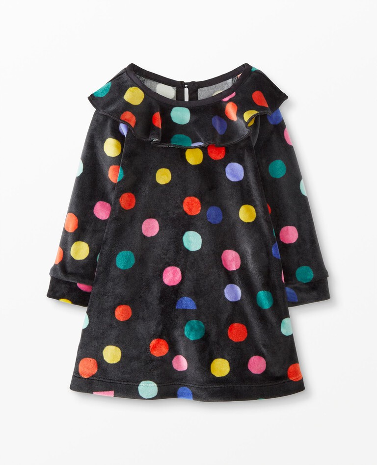 Baby Recycled Velour Party Dress in Confetti on Black - main