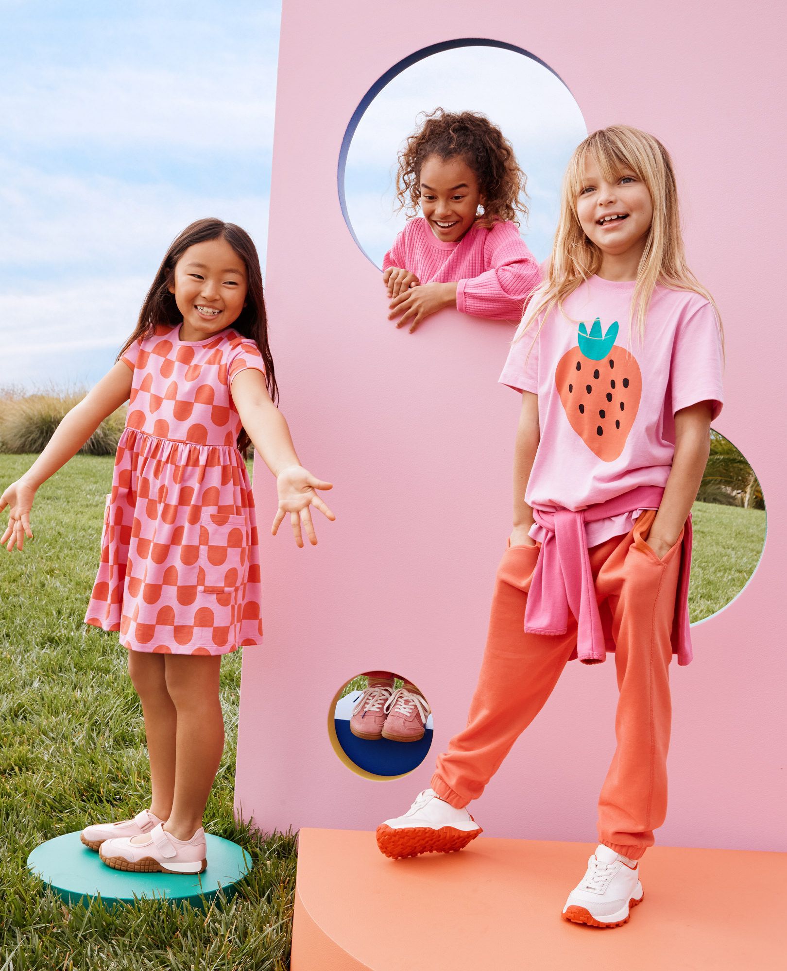 Relaxed Fit Graphic T-Shirt in Strawberry Sweetness on Echinacea - main