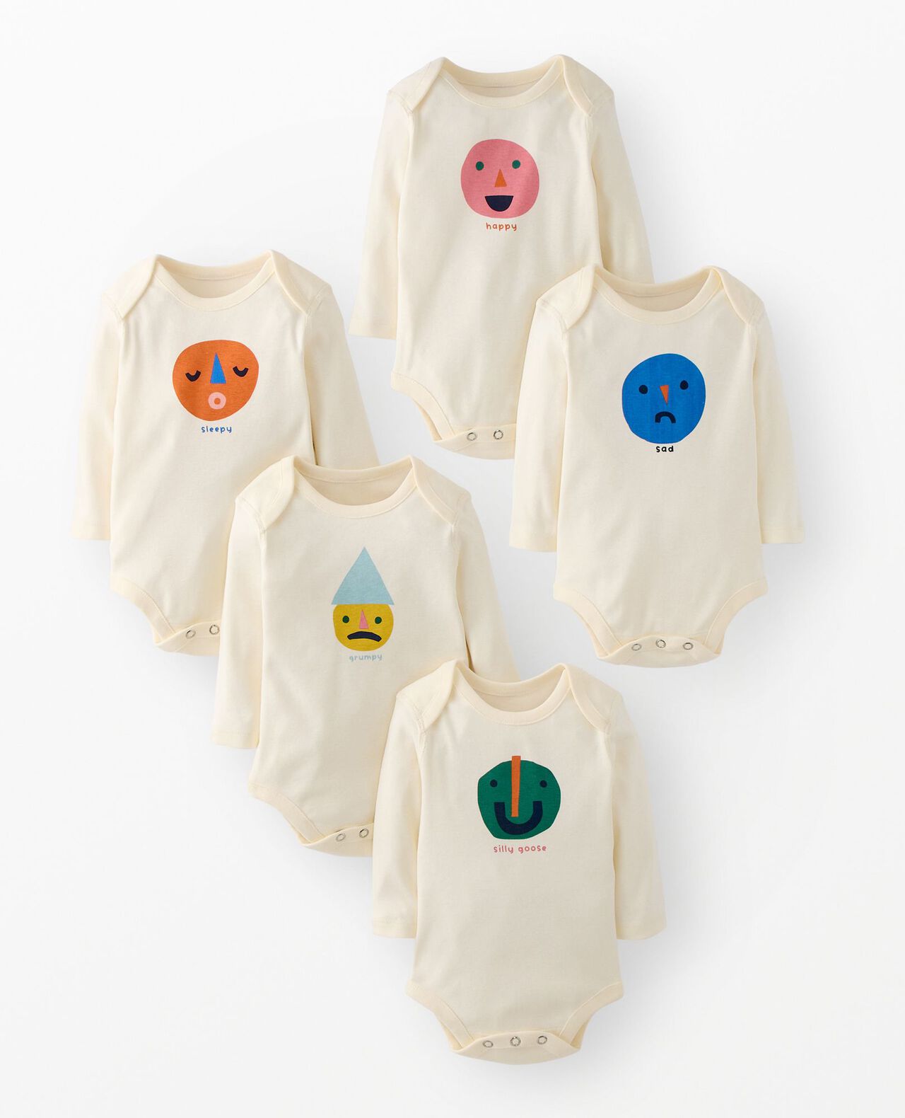 5-Pack Baby Long Sleeve Graphic Bodysuits in Baby Emotions Onsie 5pk - main