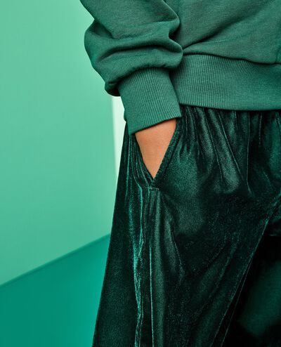 Velvet Wide Leg Pants in Malachite - main