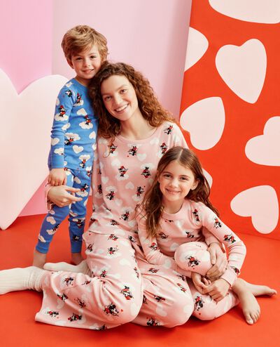Women's Disney Mickey Mouse Wide Leg Pajama Set in Mickey Minnie Cupid Pink - main