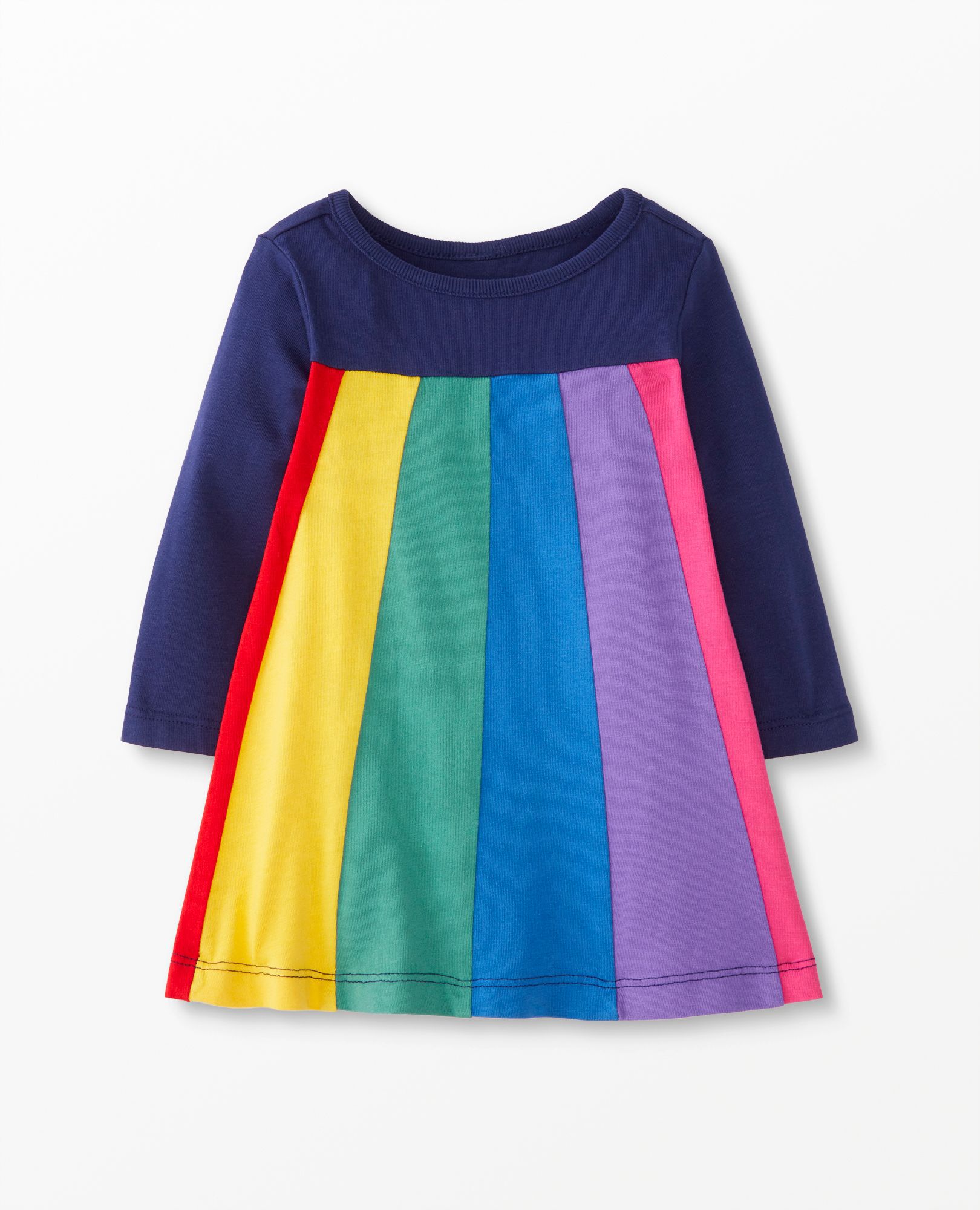 Baby Long Sleeve Rainbow Panel Dress