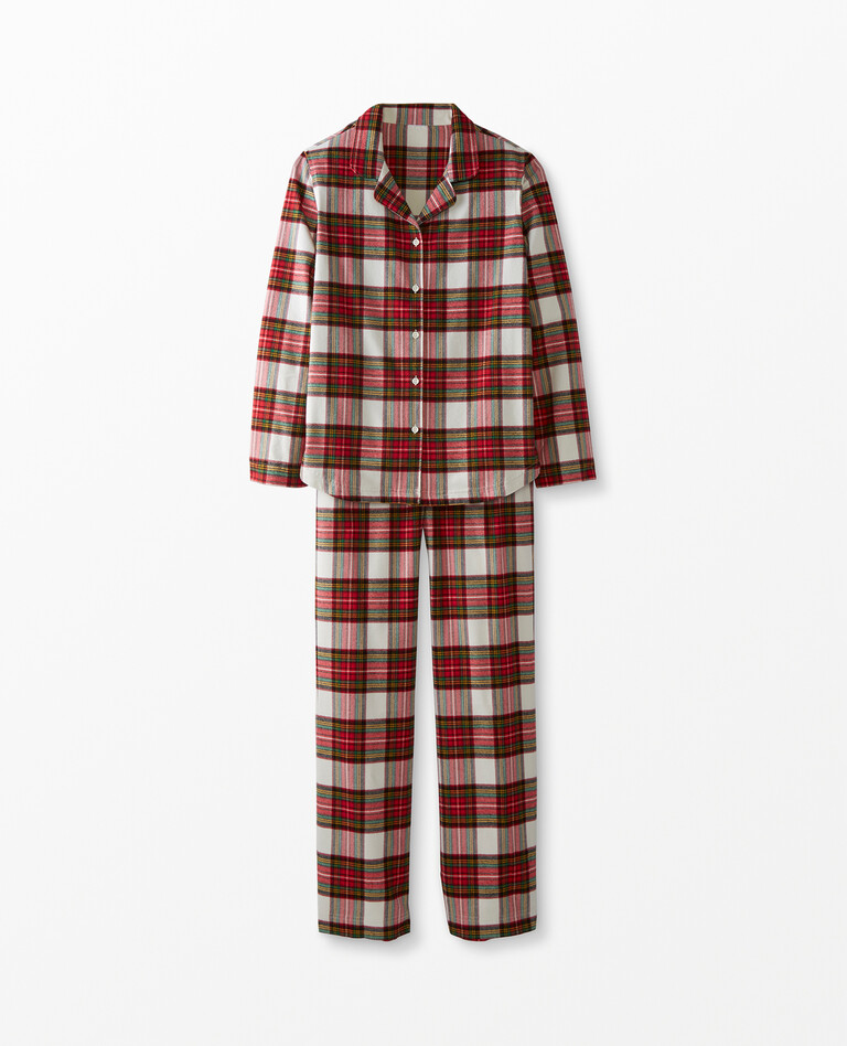 Women's Print Flannel PJ Set in Family Holiday Plaid - main