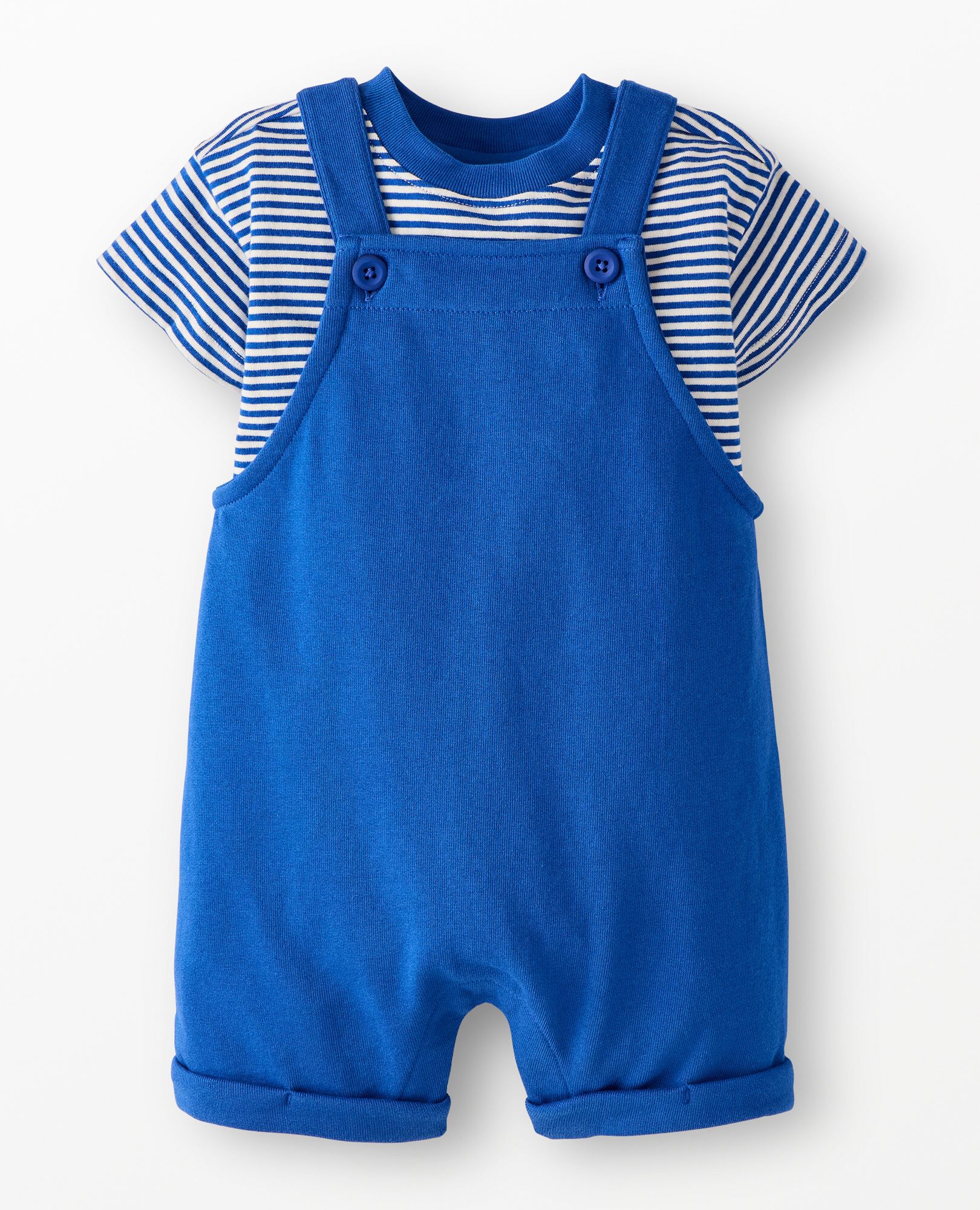 Baby T-Shirt & French Terry Shortalls Set in Happy Blue/Ecru - main