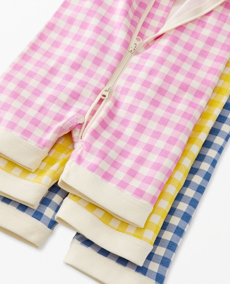 Baby 2-Way Zip Shortie Sleeper in Fuchsia Pink Gingham - main