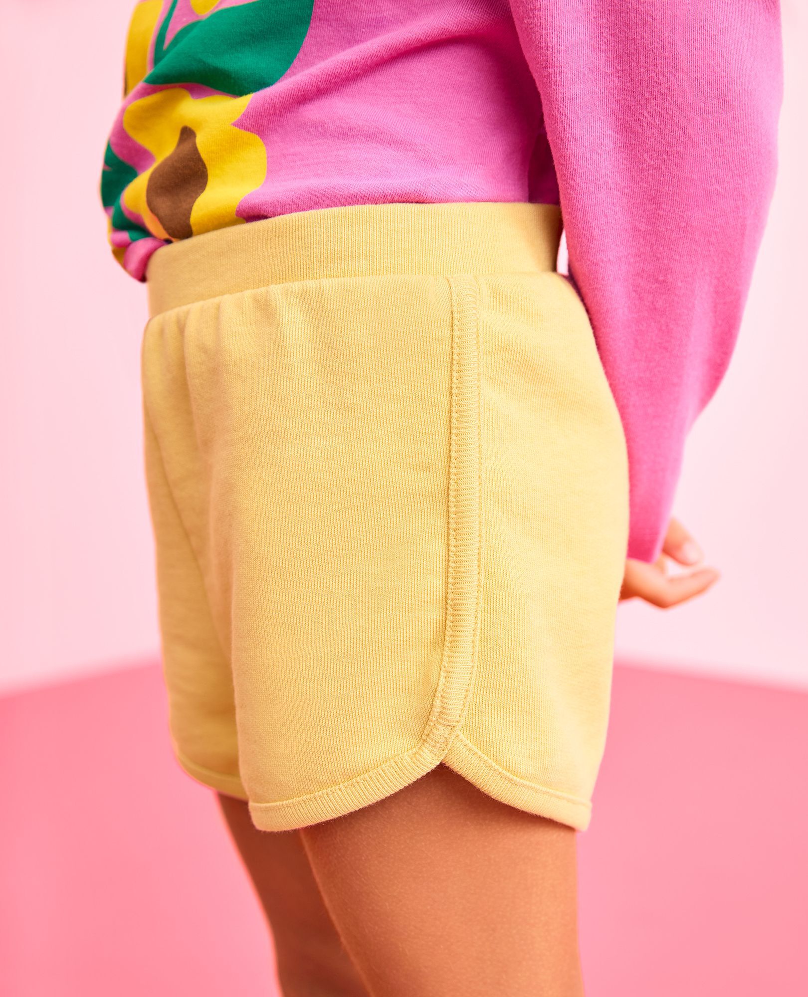 French Terry Dolphin Vent Shorts in Custard - main
