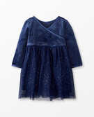 Baby Wrap Dress In Recycled Velour in Navy Blue - main