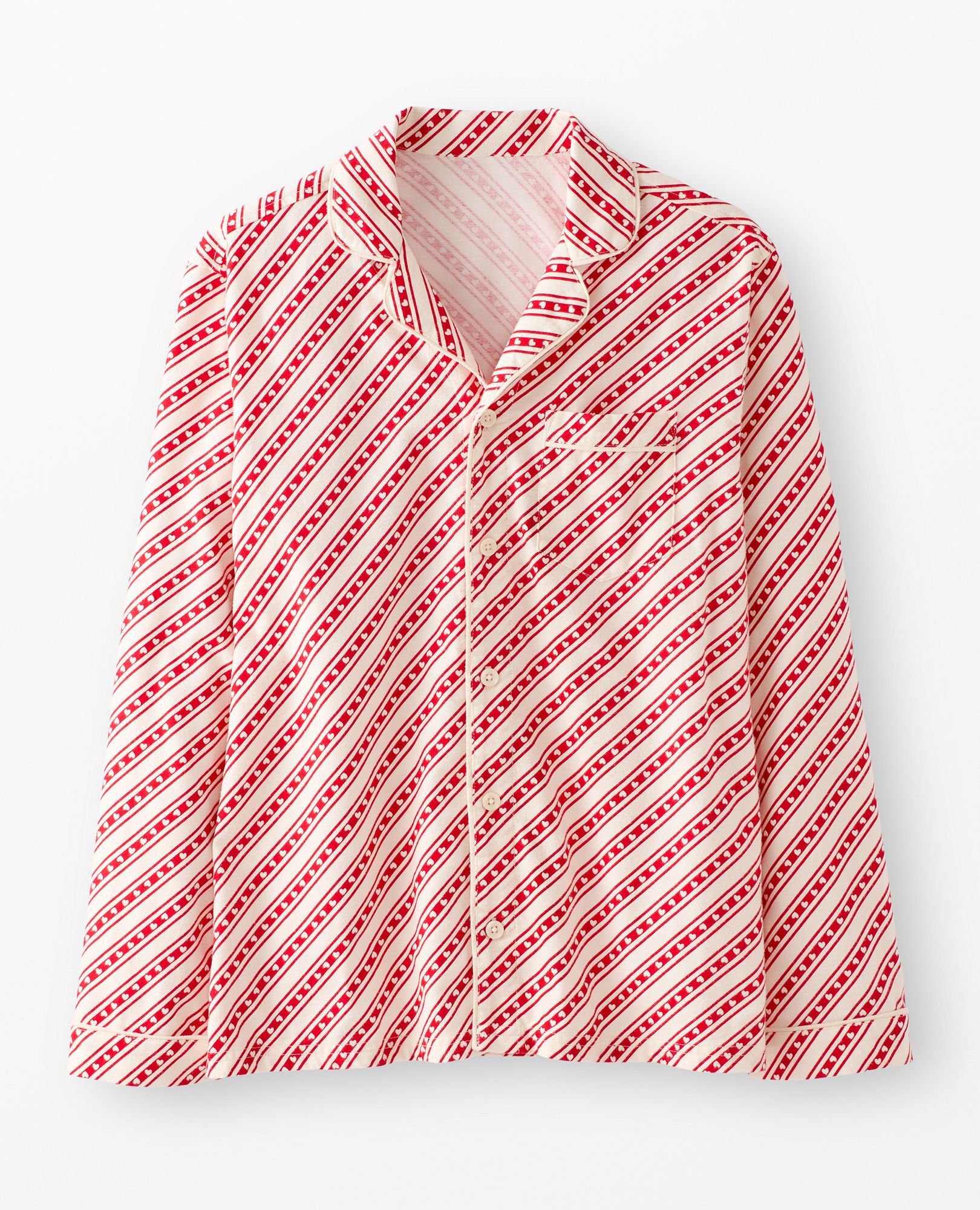Adult Holiday Flannel Pajama Top in Candy stripes - main