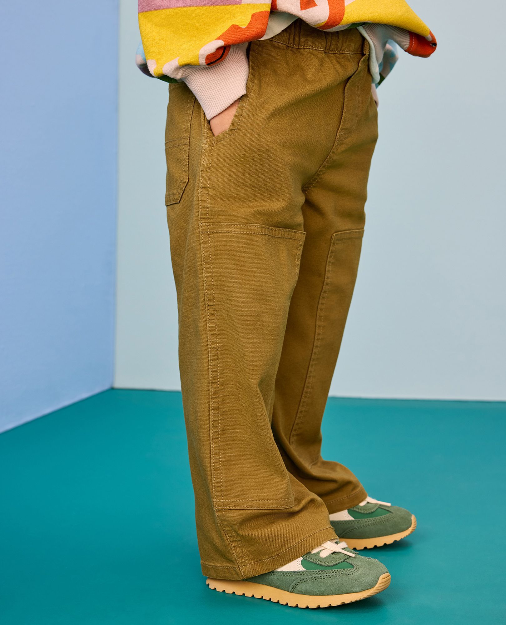Loose Fit Canvas Carpenter Pants in Canteen - main